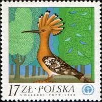 (1983-005) Марка Польша "Удод"    Охрана природы II Θ